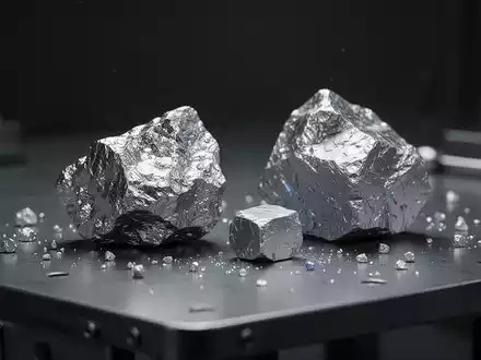 Nahaufnahme von Gallium- und Niob-Metallproben auf einem industriellen Schreibtisch. - Foto: über boerse-global.de