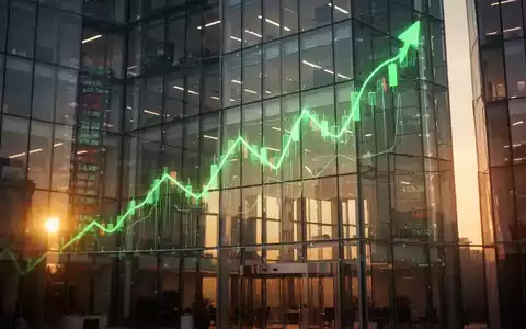 Ein grün leuchtender, aufsteigender Aktienkurs-Graph auf einer modernen Glasfassade bei Sonnenuntergang. - Foto: über boerse-global.de
