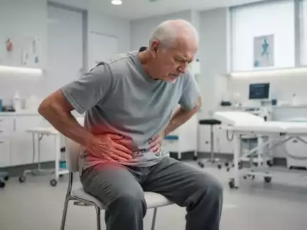 Eine Person mit Hüftschmerzen in einer modernen Physiotherapiepraxis. - Foto: über boerse-global.de