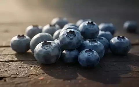 Frische Heidelbeeren auf einer dunklen Holzoberfläche im sanften Licht. - Foto: über boerse-global.de