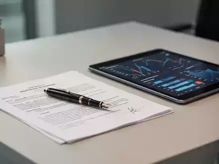 Ein Füllfederhalter auf einem juristischen Dokument und ein Tablet mit Finanzdiagrammen auf einem modernen Büroschreibtisch. - Foto: über boerse-global.de