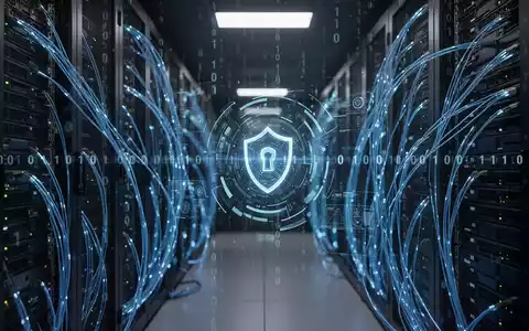 Digitale Sicherheitsinfrastruktur mit leuchtenden Glasfaserkabeln und abstrakten Datenströmen als Symbol für Cyberabwehr. - Foto: über boerse-global.de