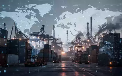 Moderne Logistikzentrale mit Schiffscontainern und stählernen Industriestrukturen als Symbol für EU-Handelsregularien. - Foto: über boerse-global.de