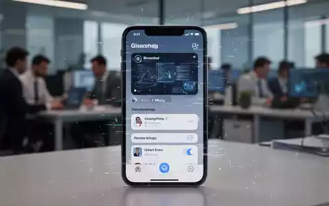 Nahaufnahme eines Smartphone-Bildschirms mit digitalem Glitch, der ein technisches Problem einer Messaging-App darstellt. - Foto: über boerse-global.de