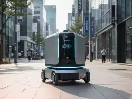 Ein moderner autonomer Lieferroboter auf einem Gehweg, der Innovation in der Roboterzustellung symbolisiert. - Foto: über boerse-global.de