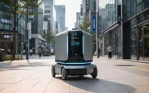 Ein moderner autonomer Lieferroboter auf einem Gehweg, der Innovation in der Roboterzustellung symbolisiert. - Foto: über boerse-global.de