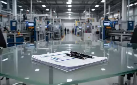 Ein moderner, leerer Konferenztisch in einer Industriehalle mit Finanzdokumenten als Symbol für Unternehmenssanierung. - Foto: über boerse-global.de
