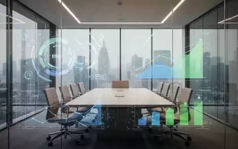Abstrakte Visualisierung von ESG-Daten und Nachhaltigkeitskennzahlen in einem modernen Bürokontext. - Foto: über boerse-global.de