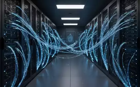 Modernes Serverraum-Interieur mit blau leuchtenden Datenkabeln als Symbol für Cybersicherheit und Datenschutz. - Foto: über boerse-global.de