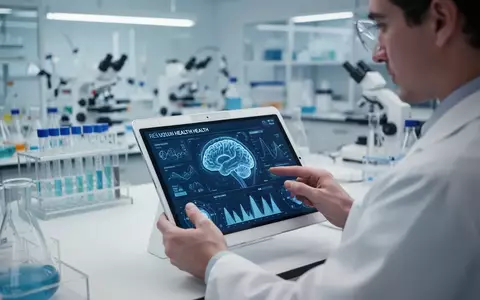 Eine Person betrachtet auf einem Tablet wissenschaftliche Daten zur Gehirngesundheit in einem modernen medizinischen Umfeld. - Foto: über boerse-global.de