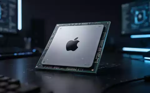 Apple-Silicon-Prozessorchip mit weichem blauen Leuchten, Symbol für den Wechsel zur ARM-Architektur. - Foto: über boerse-global.de