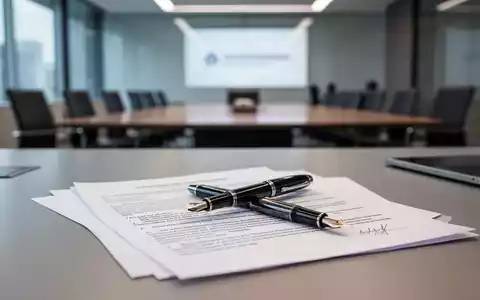 Ein moderner Schreibtisch mit einem Füllfederhalter auf einem Rechtsdokument vor einem verschwommenen Konferenzraum. - Foto: über boerse-global.de