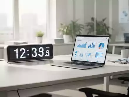 Modernes, helles Büro mit Laptop und Analysedaten, das eine produktive und gesundheitsorientierte Arbeitsumgebung symbolisiert. - Foto: über boerse-global.de