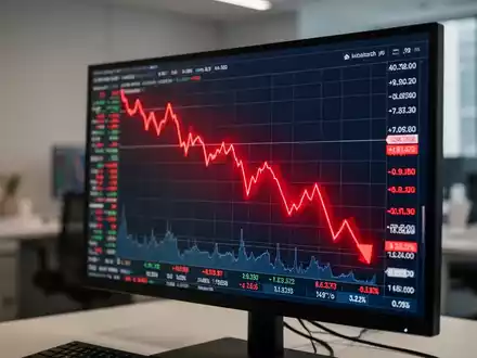 Rote fallende Aktienkurslinie auf einem digitalen Finanzmonitor - Foto: über boerse-global.de