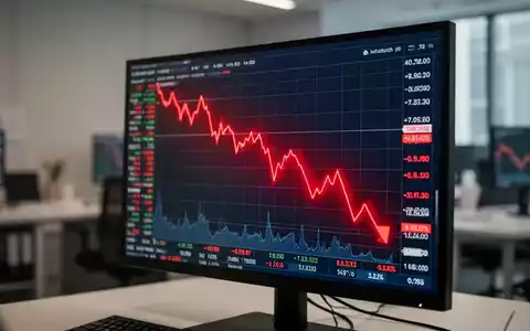 Rote fallende Aktienkurslinie auf einem digitalen Finanzmonitor - Foto: über boerse-global.de
