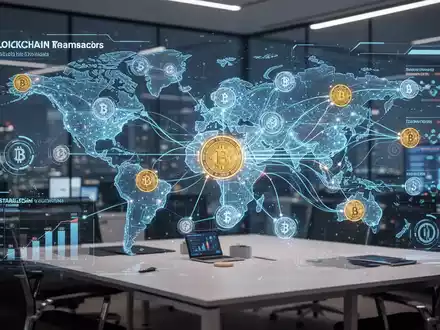 Digitale Benutzeroberfläche mit globalen Blockchain-Netzwerken und Stablecoin-Transaktionen in einem modernen Finanzbüro. - Foto: über boerse-global.de
