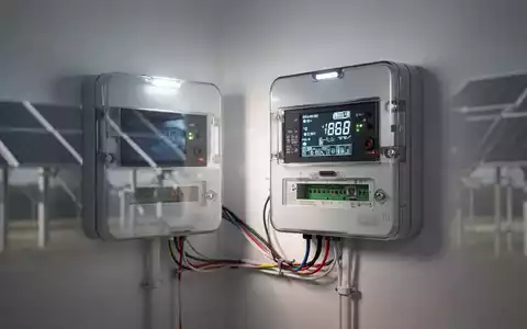 Digitaler Smart Meter an einer Wand zur Messung der Stromeinspeisung einer Photovoltaikanlage. - Foto: über boerse-global.de