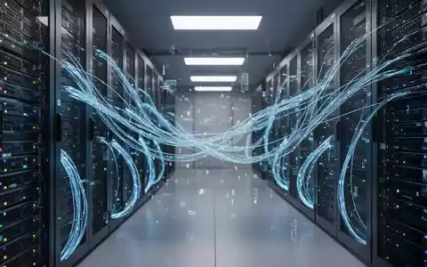 Modernes Rechenzentrum mit leuchtenden Glasfaserkabeln und Datenströmen als Symbol für KI-Regulierung in kritischen Infrastrukturen. - Foto: über boerse-global.de