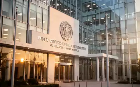 Modernes Regierungsgebäude bei Sonnenuntergang als Symbol für öffentliche Infrastruktur und Staatsfinanzen. - Foto: über boerse-global.de