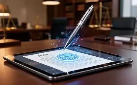 Ein digitaler Stift über einem Tablet mit einem elektronisch signierten PDF-Dokument in einer modernen Büroumgebung. - Foto: über boerse-global.de