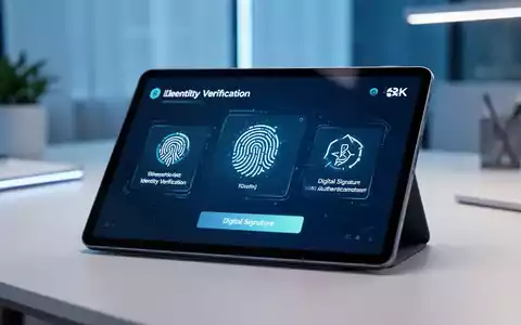 Modernes Tablet mit biometrischer Identitätsprüfung und digitaler Signatur in einer Bankfiliale. - Foto: über boerse-global.de