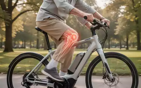 Eine Person fährt auf einem E-Bike durch einen Park, um die Gelenkgesundheit des Knies durch gelenkschonende Bewegung zu fördern. - Foto: über boerse-global.de