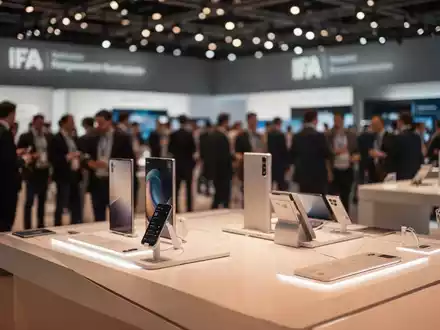 Blick auf eine moderne Messehalle für Unterhaltungselektronik auf der IFA mit technologischer Ausrüstung. - Foto: über boerse-global.de