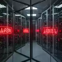 Modernes Server-Rechenzentrum mit roter Warnbeleuchtung, das eine Cyber-Sicherheitsbedrohung symbolisiert. - Foto: über boerse-global.de