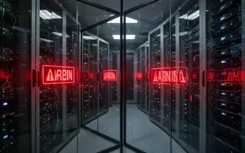 Modernes Server-Rechenzentrum mit roter Warnbeleuchtung, das eine Cyber-Sicherheitsbedrohung symbolisiert. - Foto: über boerse-global.de