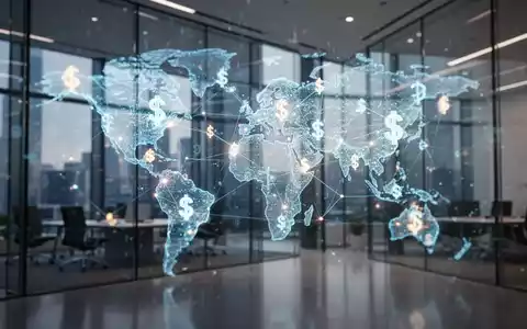 Konzeptionelle Darstellung globaler digitaler Zahlungen und Stablecoin-Infrastruktur in einem professionellen Büroumfeld. - Foto: über boerse-global.de