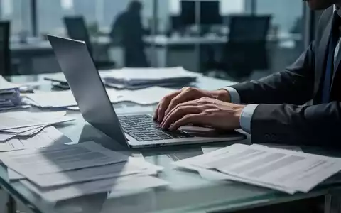 Ein moderner, unordentlicher Schreibtisch mit Laptop und Dokumenten, der den Stress und die Arbeitsbelastung im Büro symbolisiert. - Foto: über boerse-global.de