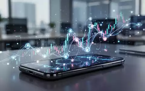 Abstrakte Darstellung von Finanzdatenströmen und KI-Schnittstellen auf einem Smartphone-Bildschirm in einem modernen Büro. - Foto: über boerse-global.de