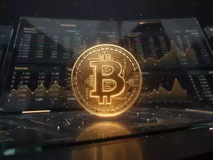 Digitales Bitcoin-Symbol auf einer modernen Finanz-Datenoberfläche. - Foto: über boerse-global.de