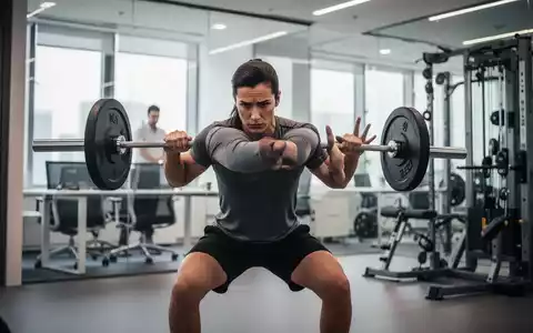 Eine Person führt konzentriert eine Fitnessübung in einer modernen Büroumgebung aus, um Effizienz im Training zu zeigen. - Foto: über boerse-global.de