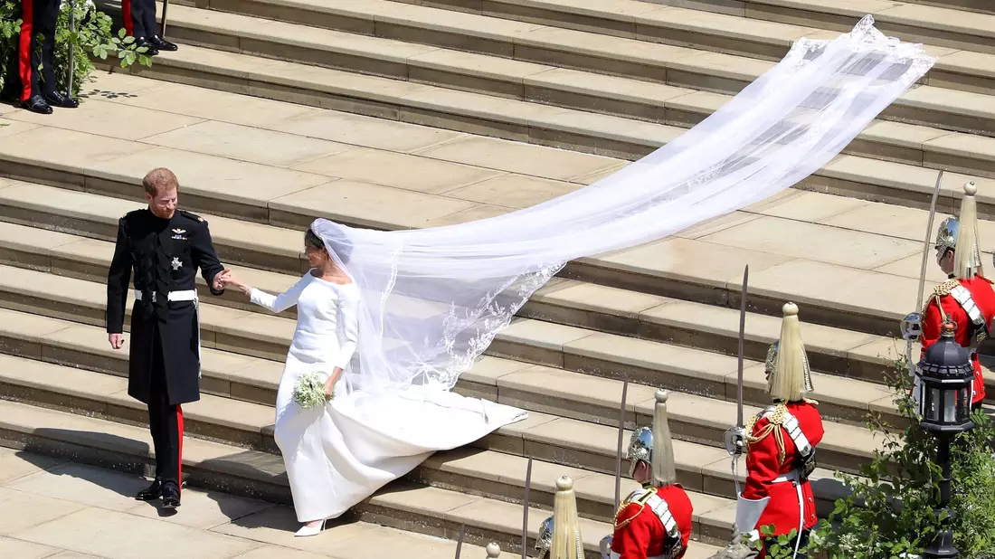 Noch alles harmonisch: Die Hochzeit von Harry und Meghan. (Archivbild) - Bild: Andrew Matthews/PA Wire/dpa