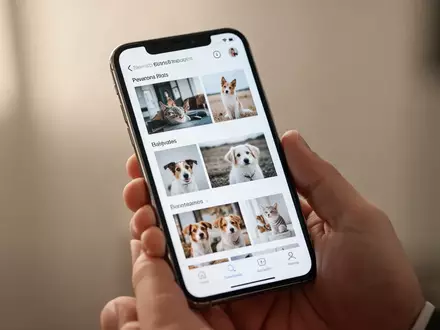 Nahaufnahme eines modernen Smartphone-Bildschirms mit einer übersichtlichen Fotogalerie-Oberfläche. - Foto: über boerse-global.de