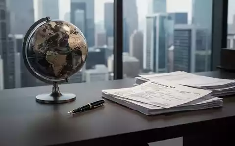 Ein Schreibtisch mit einem Globus und Steuerunterlagen als Symbol für die steuerlichen Pflichten bei einem Wegzug. - Foto: über boerse-global.de