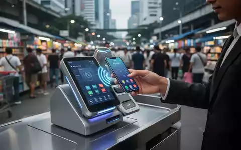 Eine Person bezahlt kontaktlos mit einem iPhone an einem modernen Kassenterminal auf den Philippinen. - Foto: über boerse-global.de