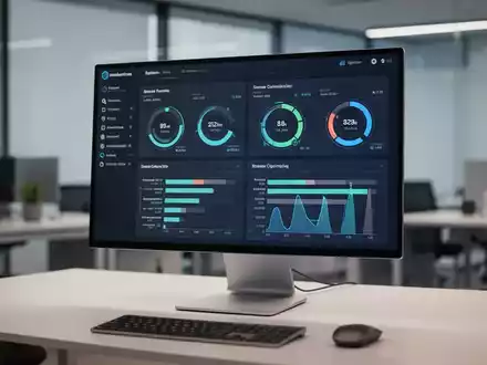Computermonitor mit Systemdiagnose-Software und Speicheroptimierungsdiagrammen in einem professionellen Büro. - Foto: über boerse-global.de