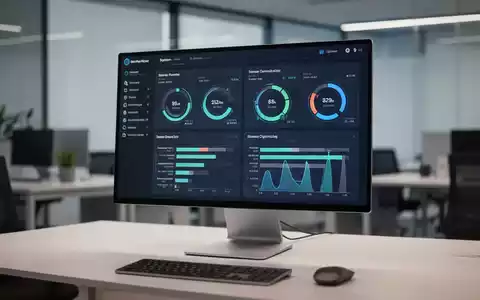 Computermonitor mit Systemdiagnose-Software und Speicheroptimierungsdiagrammen in einem professionellen Büro. - Foto: über boerse-global.de
