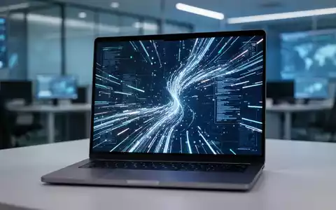 Moderner Laptop-Bildschirm mit abstrakten digitalen Datenströmen in einer professionellen Büroumgebung. - Foto: über boerse-global.de
