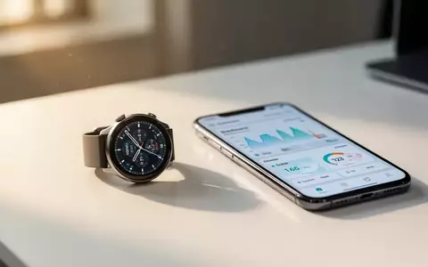 Smartwatch und Smartphone zeigen Gesundheitsdaten auf einem Schreibtisch, die digitale Gesundheitssynchronisation darstellen. - Foto: über boerse-global.de