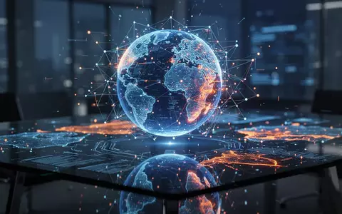 Leuchtendes digitales Globus-Hologramm mit globalen Cybersicherheitsdaten und Netzwerkknoten in professionellem Umfeld. - Foto: über boerse-global.de