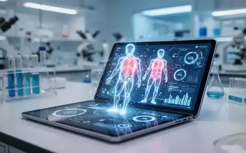 Digitales Tablet mit medizinischen Datenvisualisierungen und anatomischen Grafiken in einem modernen Labor. - Foto: über boerse-global.de