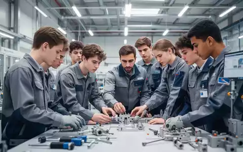 Junge Auszubildende arbeiten gemeinsam an einer technischen Anlage in einem modernen deutschen Industriebetrieb. - Foto: über boerse-global.de