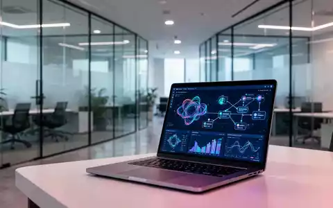 Moderner Büroarbeitsplatz mit Laptop, der komplexe Datenvisualisierung und Software-Integrationsworkflows zeigt. - Foto: über boerse-global.de