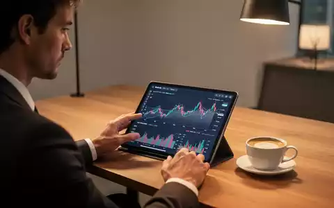Eine Person betrachtet nachdenklich Finanzgrafiken auf einem Tablet an einem minimalistischen Schreibtisch. - Foto: über boerse-global.de