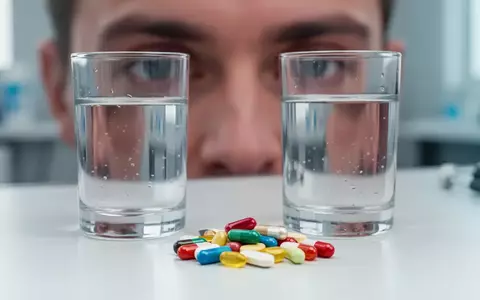 Nahaufnahme von Vitamin- und Mineralstoffkapseln neben einem Glas Wasser als Symbol für die AREDS2-Therapie bei AMD. - Foto: über boerse-global.de
