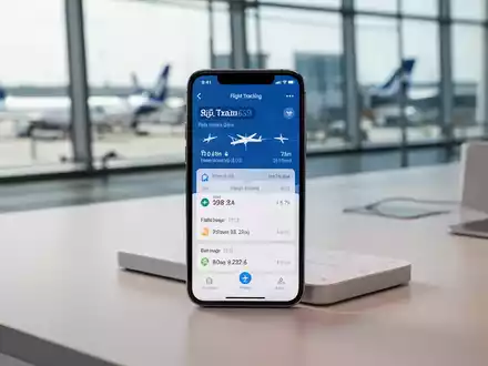 Nahaufnahme eines iPhone-Bildschirms mit Echtzeit-Flugverfolgung in einer Notizen-App. - Foto: über boerse-global.de