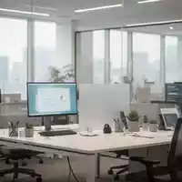 Ein modern und ergonomisch gestalteter, heller Büroarbeitsplatz in einer professionellen, ruhigen Arbeitsumgebung. - Foto: über boerse-global.de